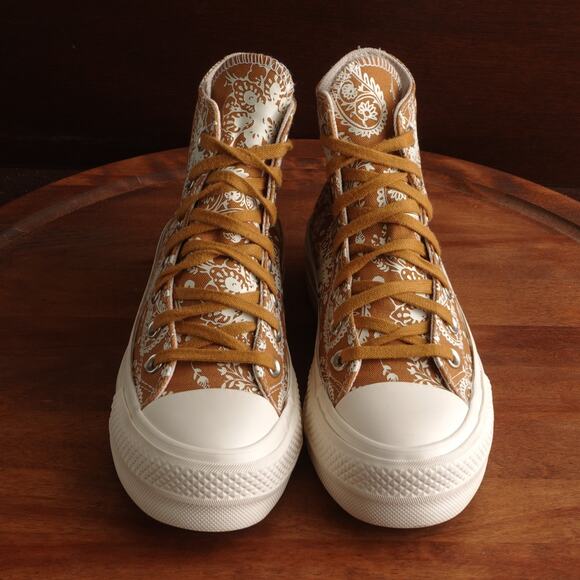 Converse Sneakers WMS SZ 6 Gold Paisley High Top Platform Shoes Bandana Casual - Picture 2 of 16